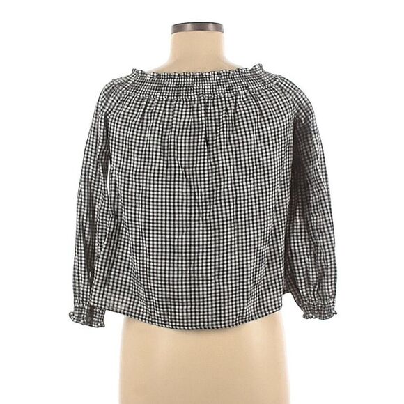 Rag & Bone Drew Gingham Off the shoulder blouse XS - Picture 4 of 7